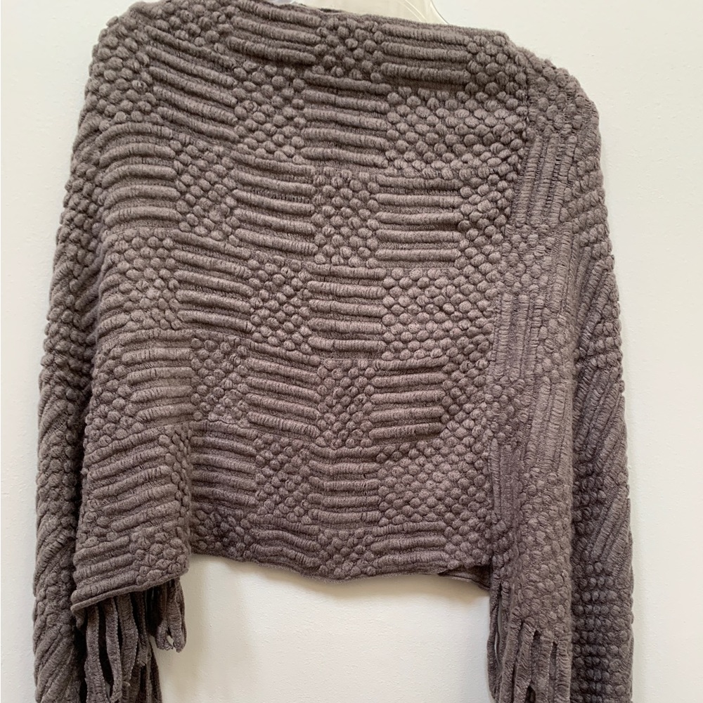Knit Light Gray Pullover Poncho - image 3